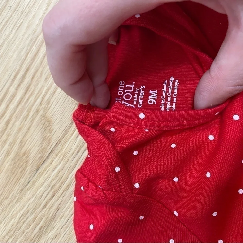 Santa Clause Polka Dot Onesie Dress 9 months Red